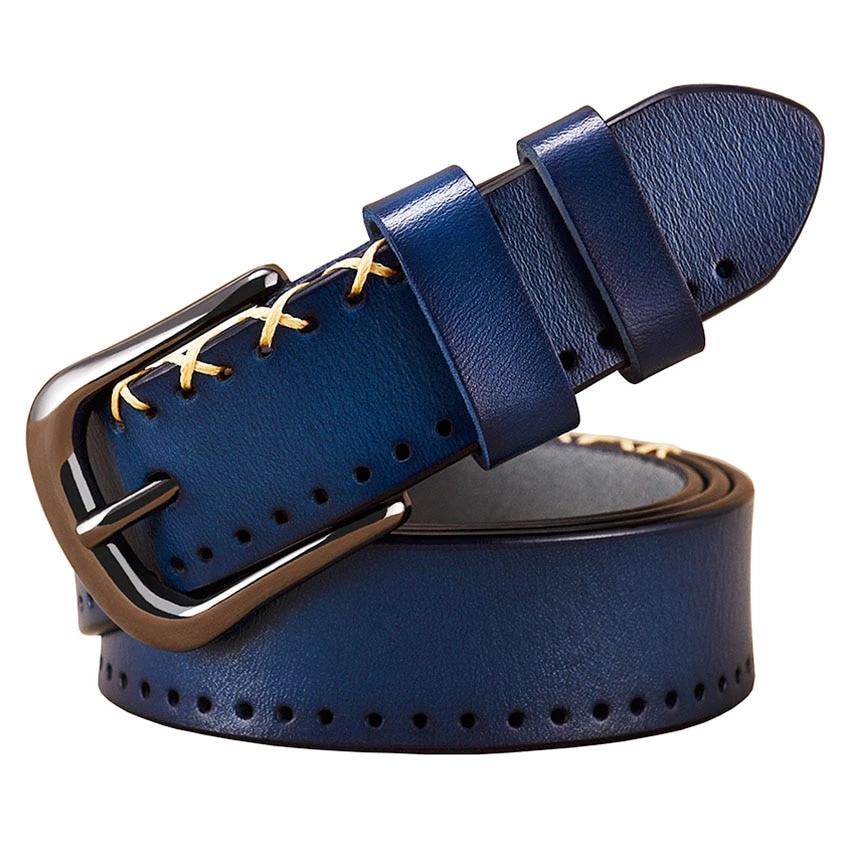 7 COLORS Womens Genuine Leather Belts Fashion Vintage Pin Alloy Buckle Strap