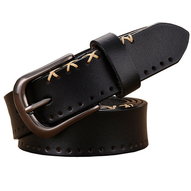 7 COLORS Womens Genuine Leather Belts Fashion Vintage Pin Alloy Buckle Strap