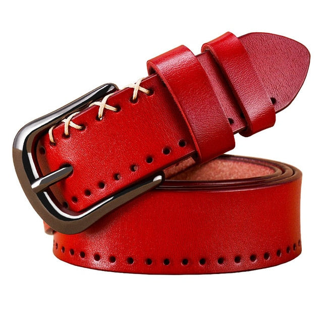 7 COLORS Womens Genuine Leather Belts Fashion Vintage Pin Alloy Buckle Strap