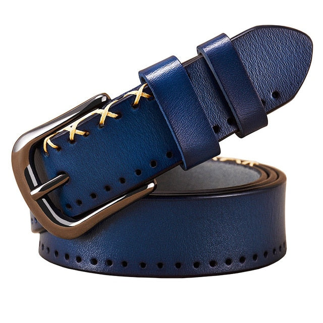 7 COLORS Womens Genuine Leather Belts Fashion Vintage Pin Alloy Buckle Strap