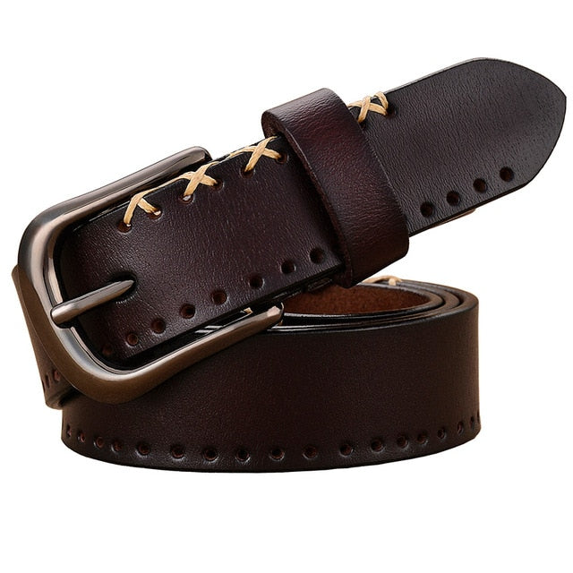 7 COLORS Womens Genuine Leather Belts Fashion Vintage Pin Alloy Buckle Strap