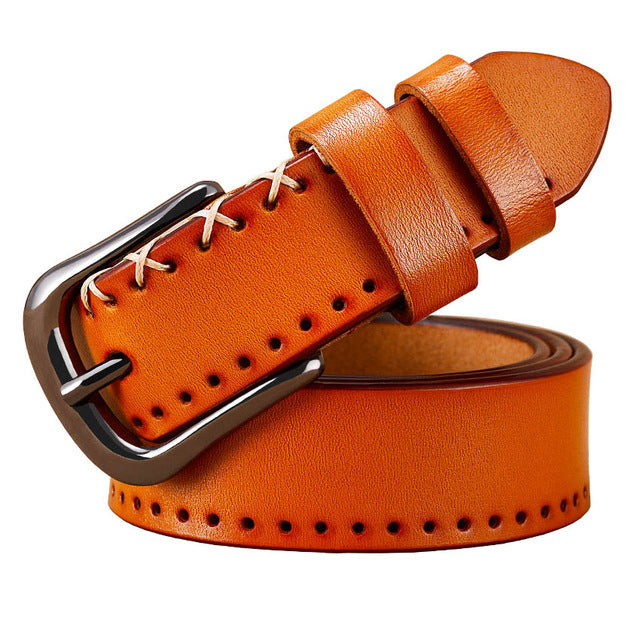 7 COLORS Womens Genuine Leather Belts Fashion Vintage Pin Alloy Buckle Strap