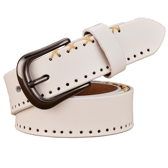 7 COLORS Womens Genuine Leather Belts Fashion Vintage Pin Alloy Buckle Strap