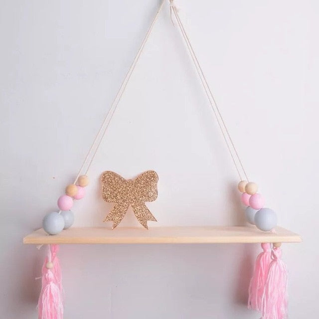 Kids Room Wooden Wall Hanging Shelf Nordic Decor