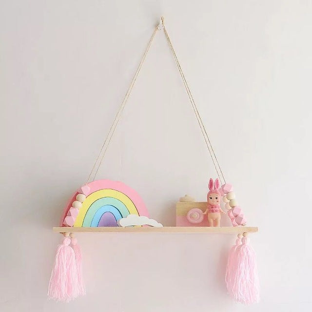 Kids Room Wooden Wall Hanging Shelf Nordic Decor
