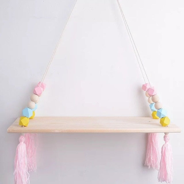 Kids Room Wooden Wall Hanging Shelf Nordic Decor