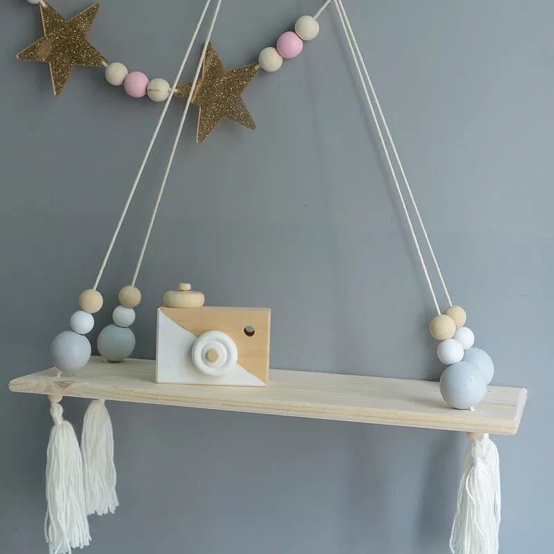 Kids Room Wooden Wall Hanging Shelf Nordic Decor