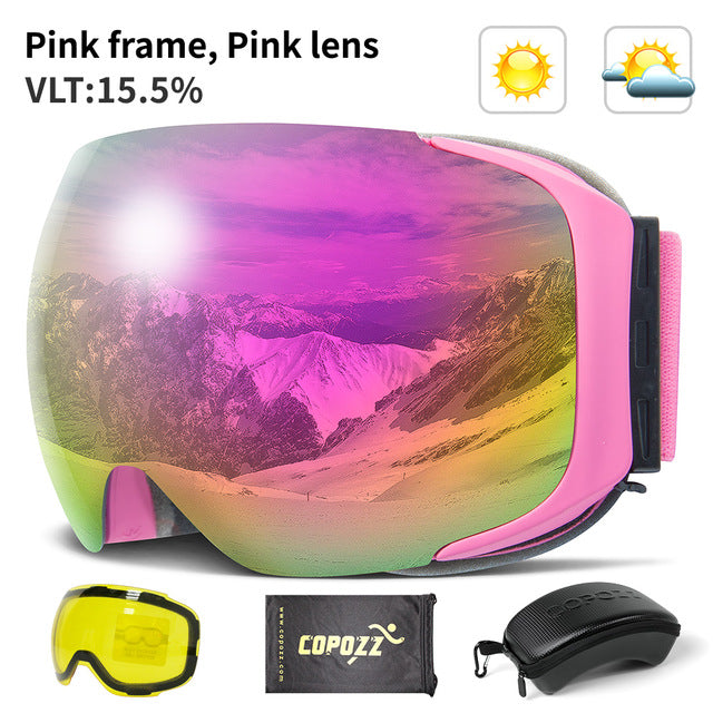 Magnetic Ski Goggles UV400 Anti-fog Glasses