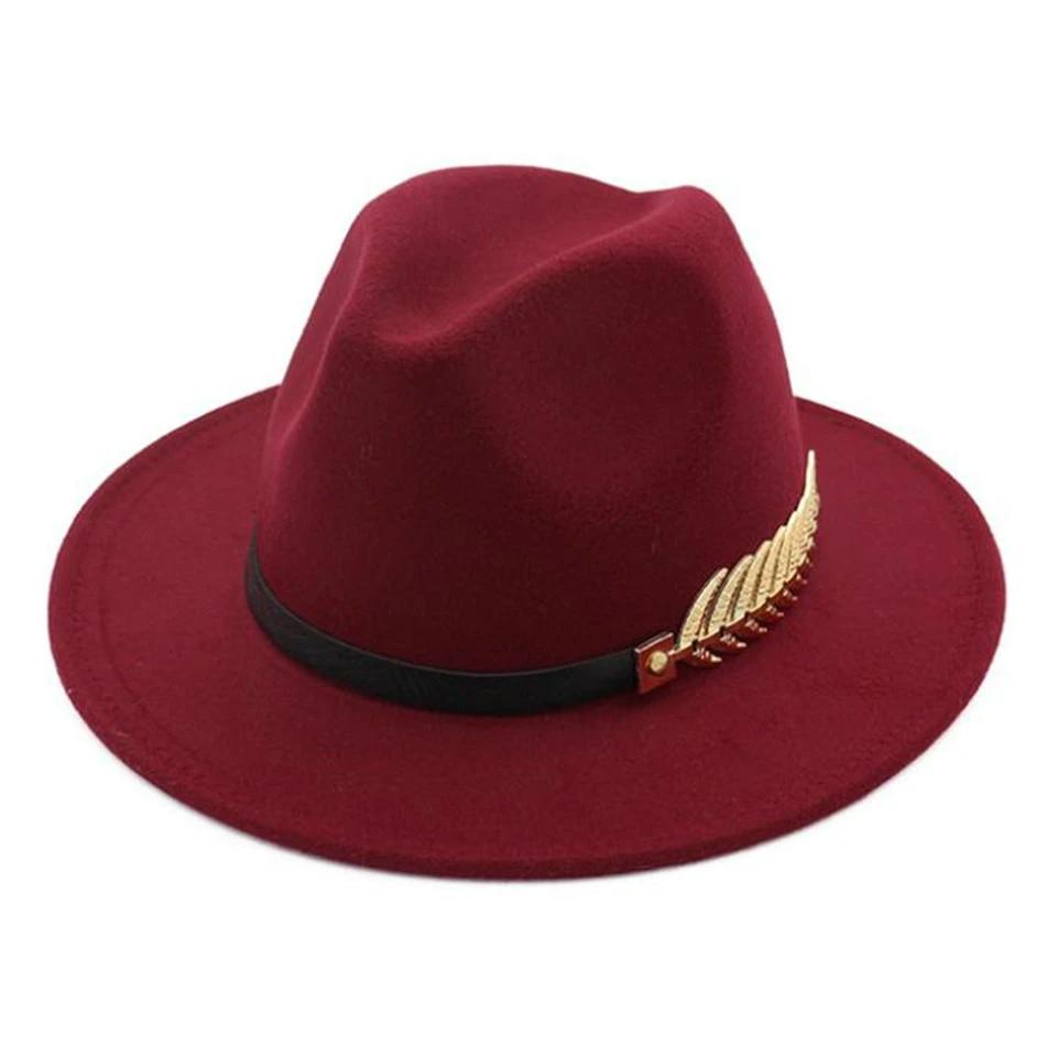 Winter Fedora Hat Leaf British Style Retro Jazz