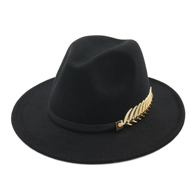 Winter Fedora Hat Leaf British Style Retro Jazz