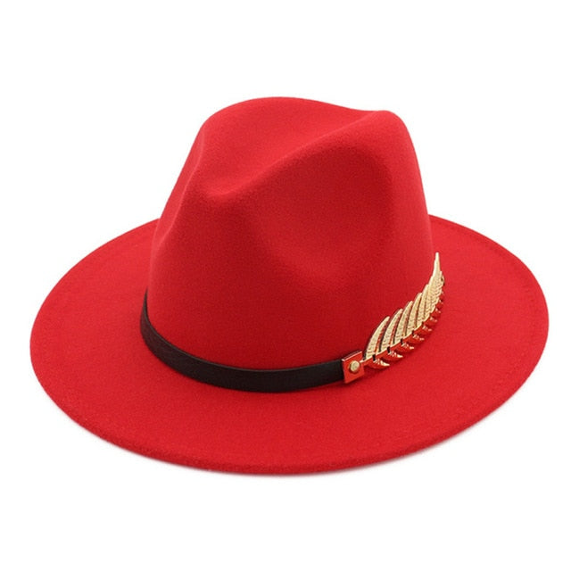 Winter Fedora Hat Leaf British Style Retro Jazz