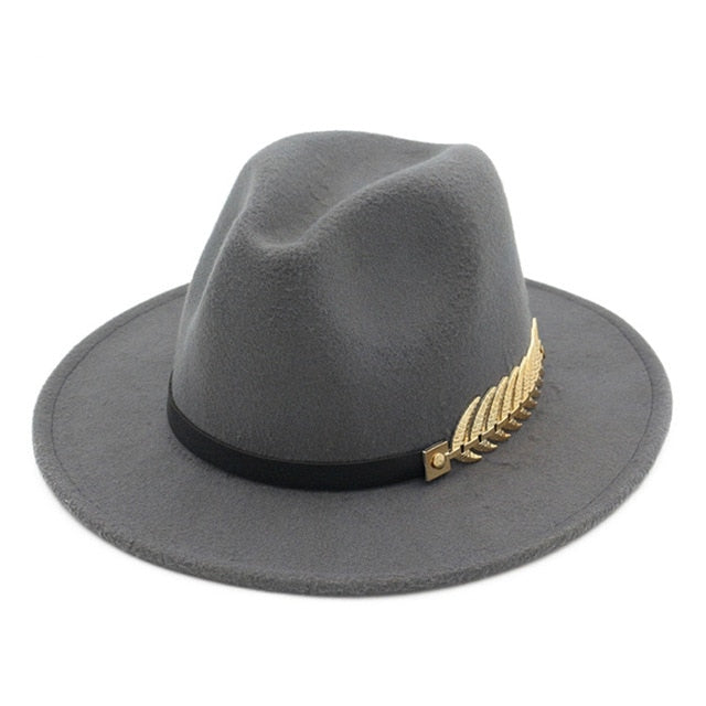 Winter Fedora Hat Leaf British Style Retro Jazz