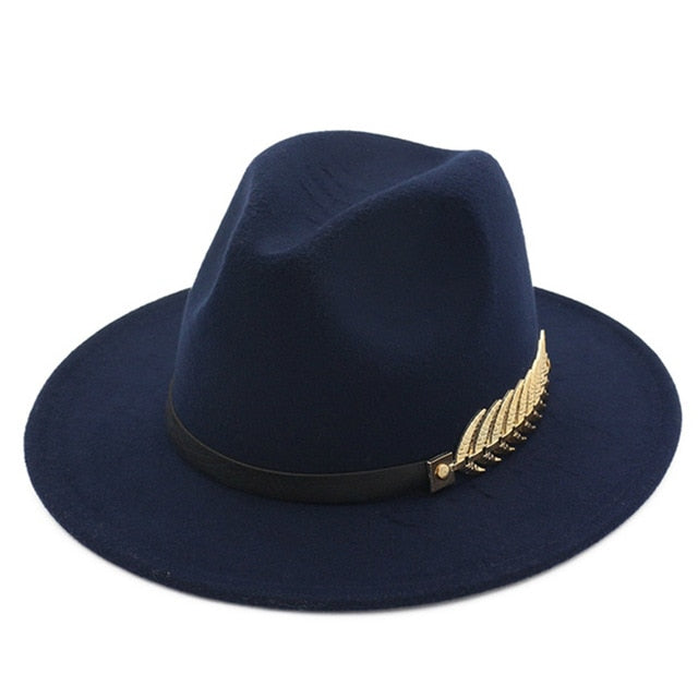 Winter Fedora Hat Leaf British Style Retro Jazz