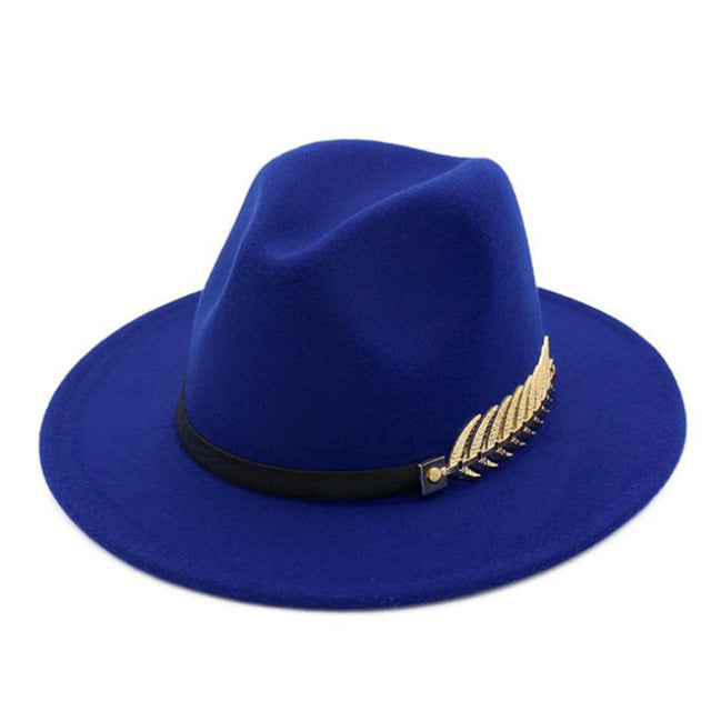 Winter Fedora Hat Leaf British Style Retro Jazz