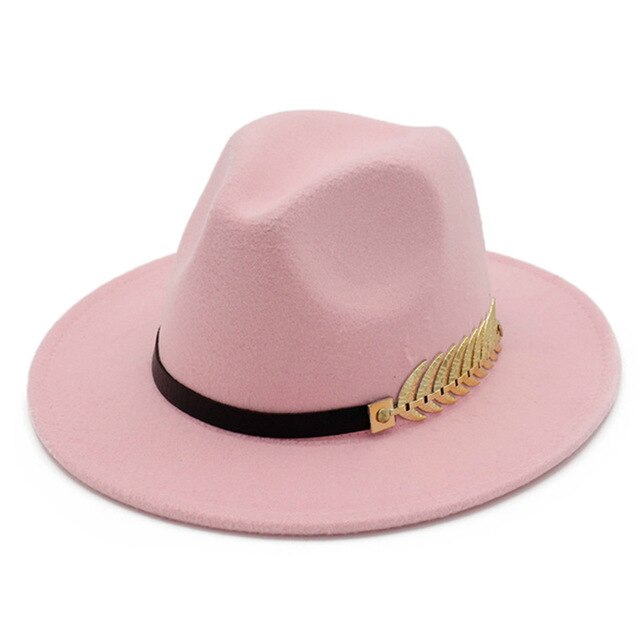 Winter Fedora Hat Leaf British Style Retro Jazz