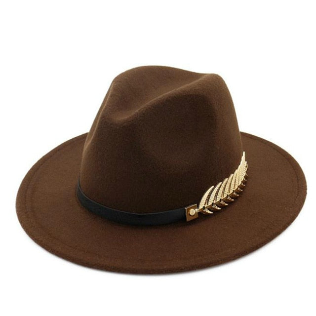 Winter Fedora Hat Leaf British Style Retro Jazz