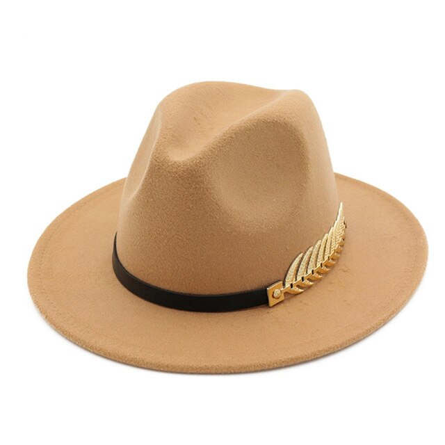 Winter Fedora Hat Leaf British Style Retro Jazz