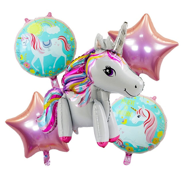Large Unicorn Birthday Party Balloon Stand 3D Horse Decorations Feliz Cumpleaños