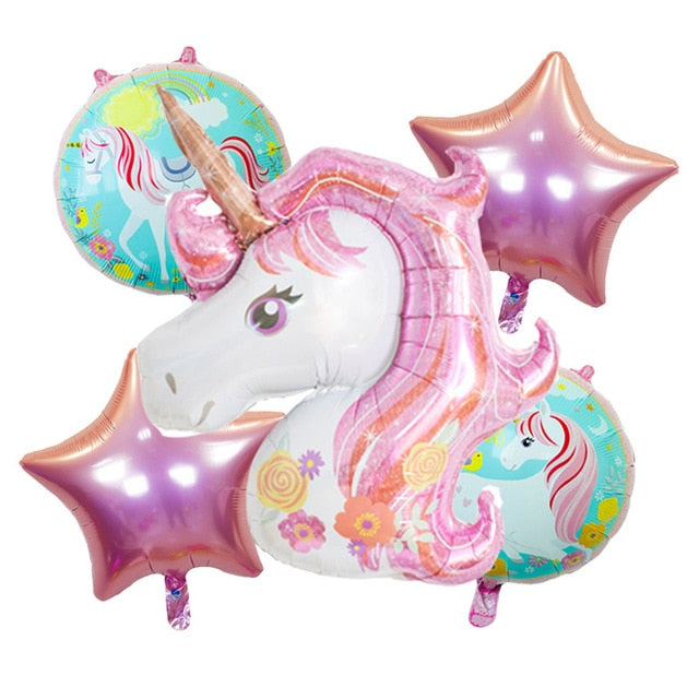 Large Unicorn Birthday Party Balloon Stand 3D Horse Decorations Feliz Cumpleaños