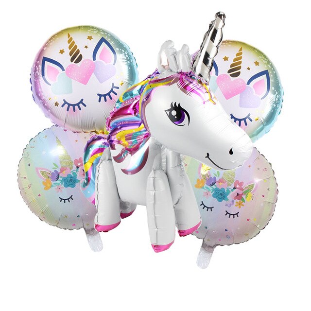 Large Unicorn Birthday Party Balloon Stand 3D Horse Decorations Feliz Cumpleaños
