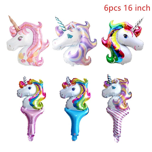 Large Unicorn Birthday Party Balloon Stand 3D Horse Decorations Feliz Cumpleaños