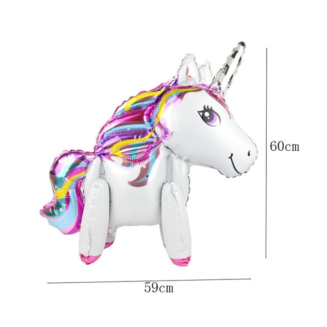 Large Unicorn Birthday Party Balloon Stand 3D Horse Decorations Feliz Cumpleaños