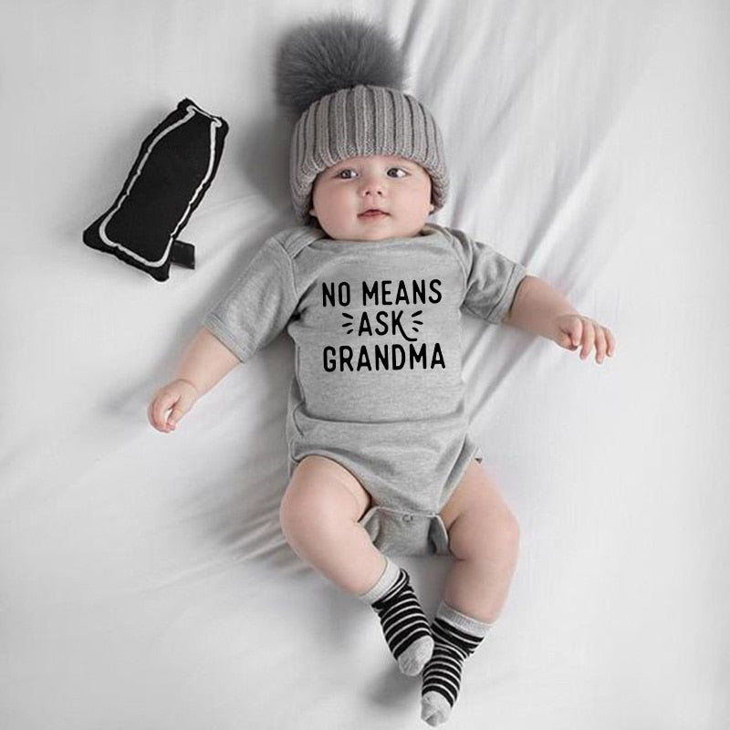 No Means Ask Grandma Baby Onesie Short Sleeve