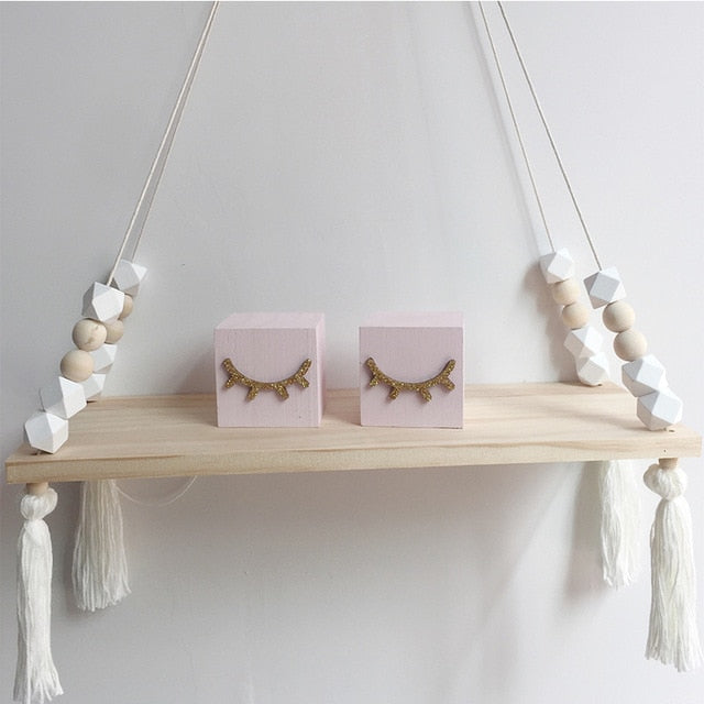 Kids Room Wooden Wall Hanging Shelf Nordic Decor