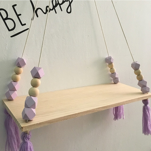 Kids Room Wooden Wall Hanging Shelf Nordic Decor