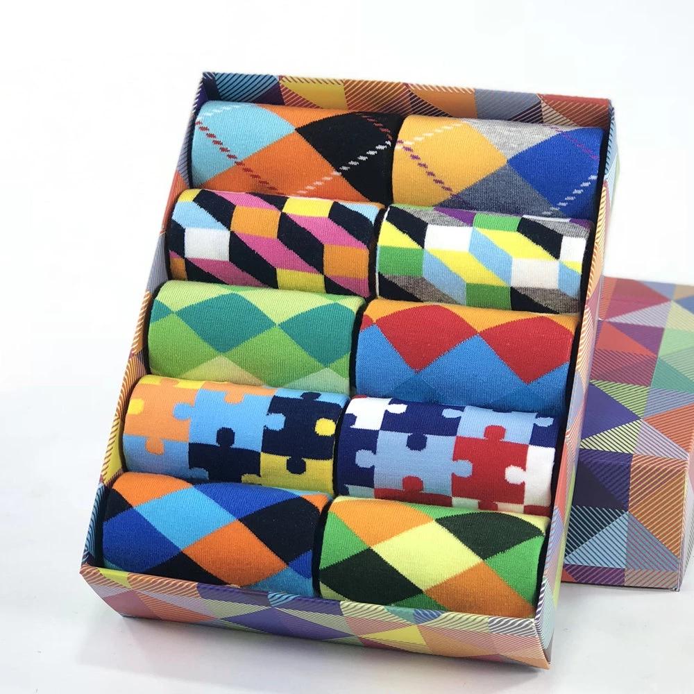 Casual Mens Cotton Socks Colorful Designs