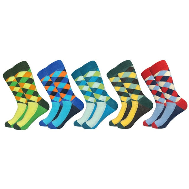 Casual Mens Cotton Socks Colorful Designs