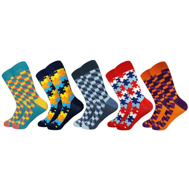 Casual Mens Cotton Socks Colorful Designs