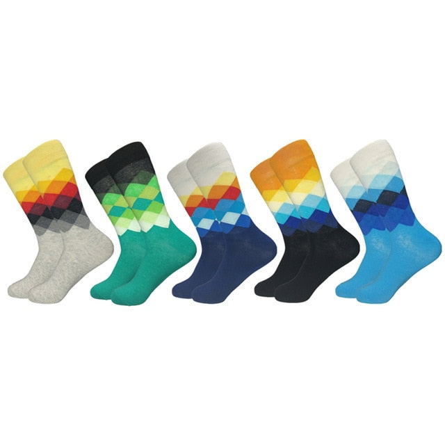 Casual Mens Cotton Socks Colorful Designs
