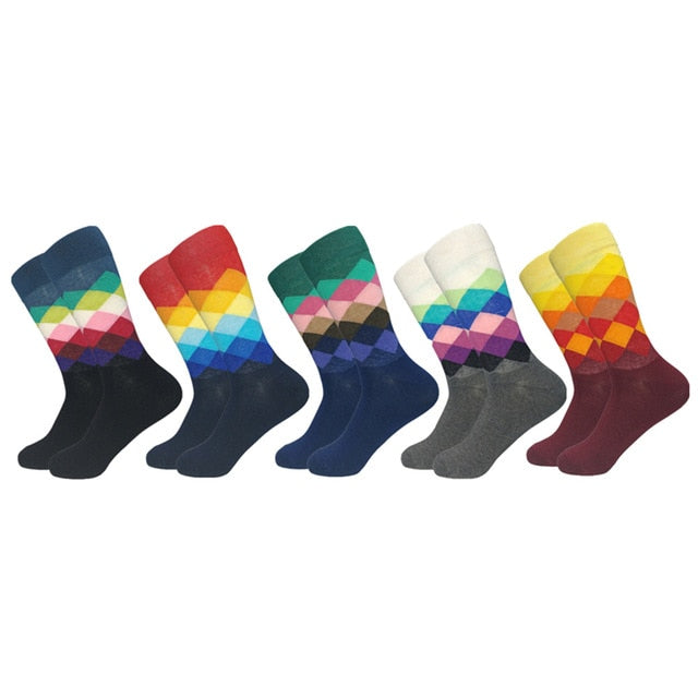 Casual Mens Cotton Socks Colorful Designs