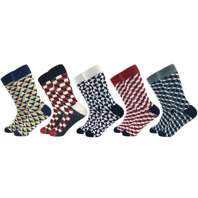 Casual Mens Cotton Socks Colorful Designs