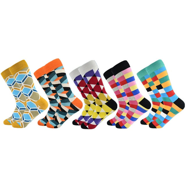 Casual Mens Cotton Socks Colorful Designs