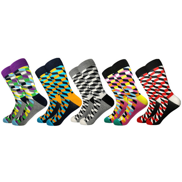 Casual Mens Cotton Socks Colorful Designs