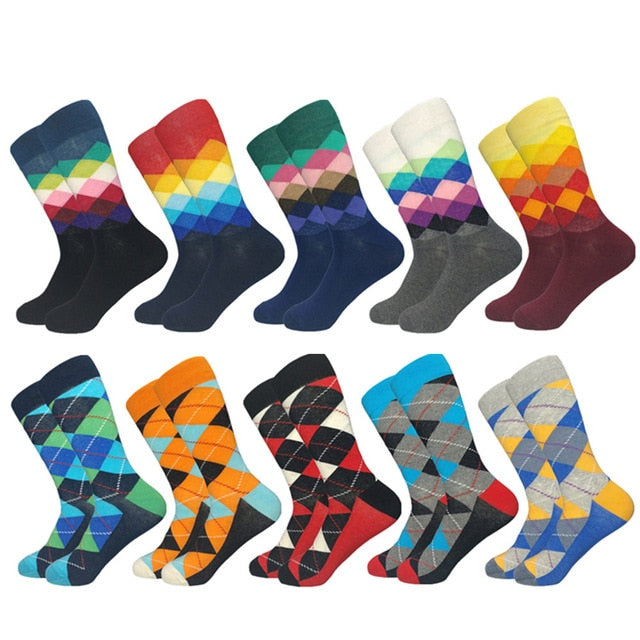 Casual Mens Cotton Socks Colorful Designs