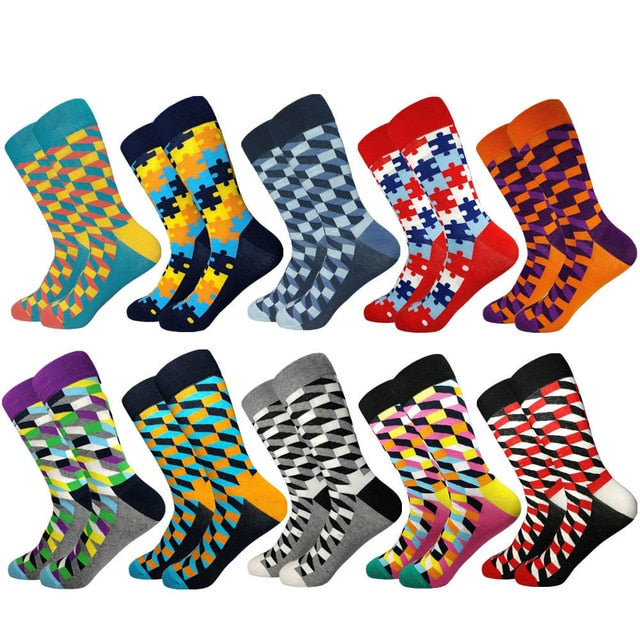 Casual Mens Cotton Socks Colorful Designs