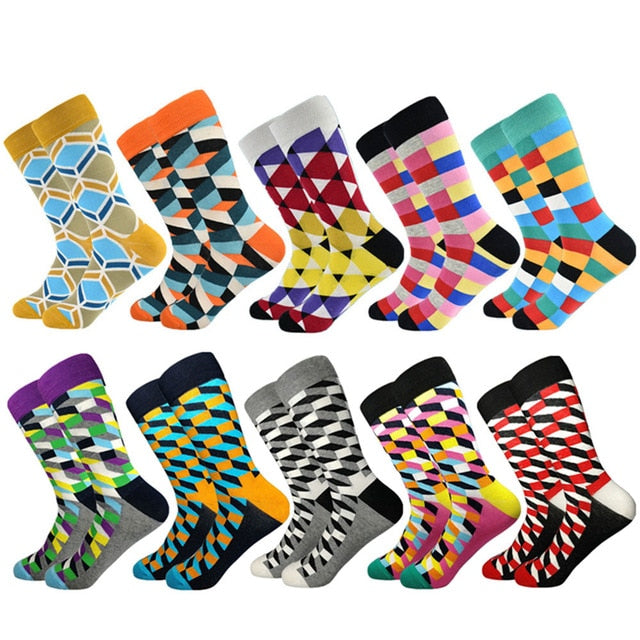 Casual Mens Cotton Socks Colorful Designs