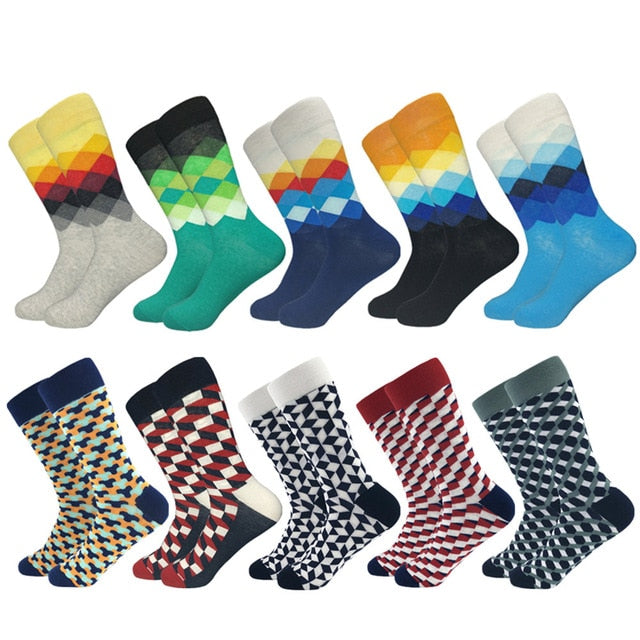 Casual Mens Cotton Socks Colorful Designs