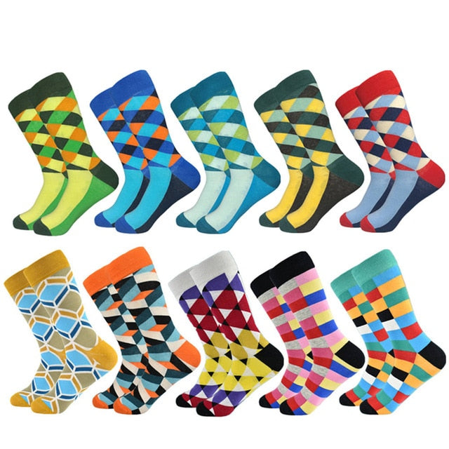 Casual Mens Cotton Socks Colorful Designs