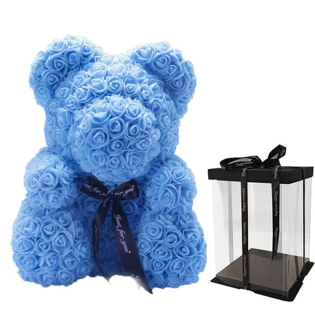 40cm Teddy Bear Rose with Heart Flower Artificial Gift