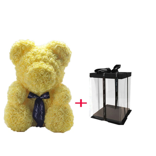 40cm Teddy Bear Rose with Heart Flower Artificial Gift
