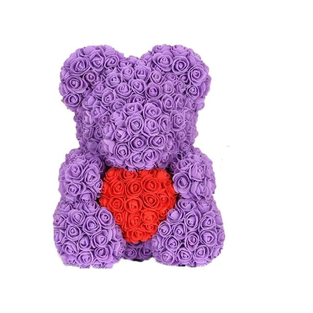 40cm Teddy Bear Rose with Heart Flower Artificial Gift