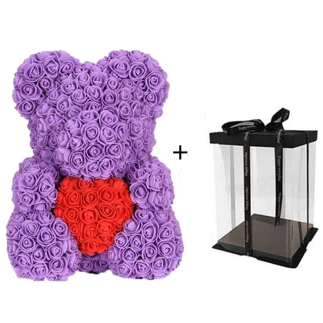 40cm Teddy Bear Rose with Heart Flower Artificial Gift
