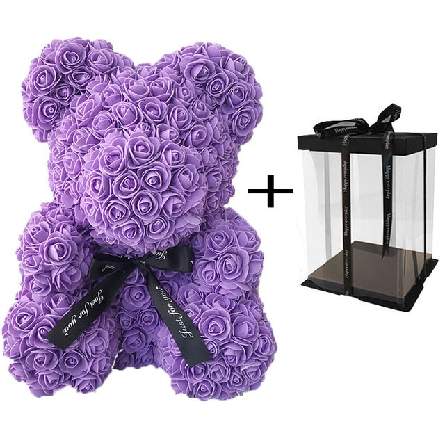 40cm Teddy Bear Rose with Heart Flower Artificial Gift