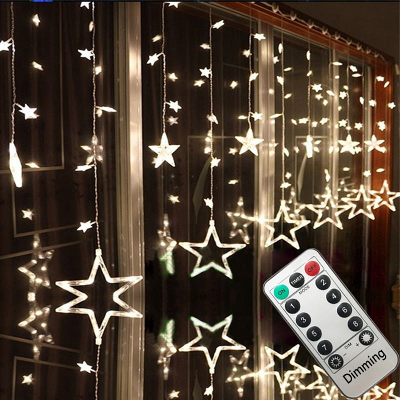 220V LED Holiday Star Lights String Lights Garland Decoration