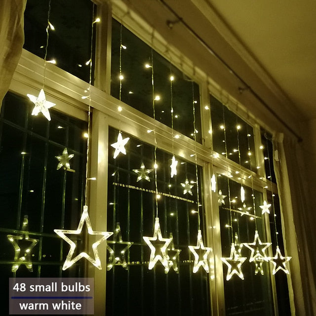 220V LED Holiday Star Lights String Lights Garland Decoration