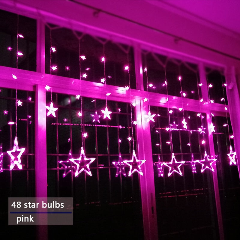 220V LED Holiday Star Lights String Lights Garland Decoration